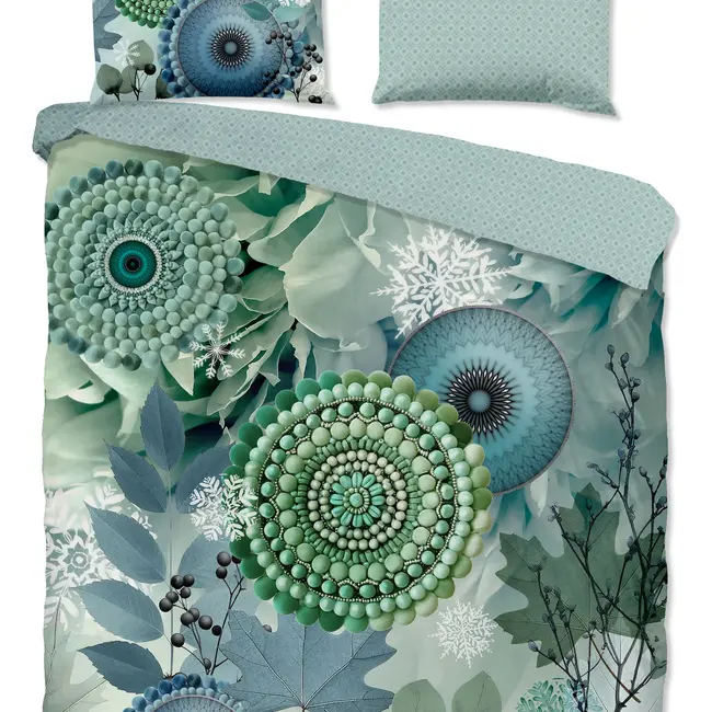 Flanellen dekbedovertrek Iselin - blauw-groen