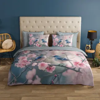 Good Morning Katoen dekbedovertrek Hannu met bloemen & vogels