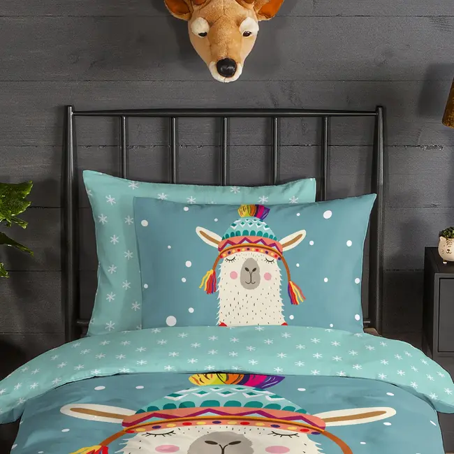 Flanellen dekbedovertrek Borax lama - eenpersoons (140x220 + 60x70 cm)