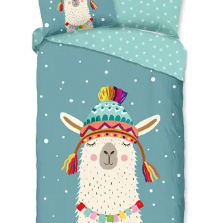 Good Morning Flanellen dekbedovertrek Borax lama - eenpersoons (140x220 + 60x70 cm)