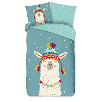 Good Morning Flanellen dekbedovertrek Borax lama - eenpersoons (140x220 + 60x70 cm)