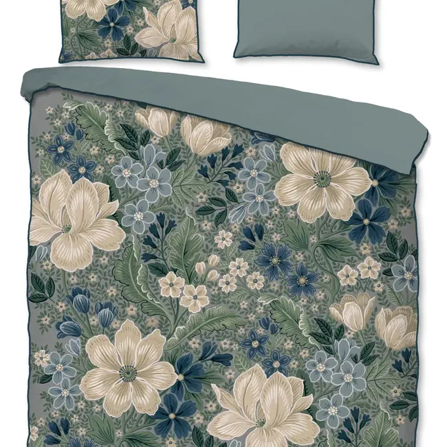 Katoensatijn dekbedovertrek Alessia met bloemenprint