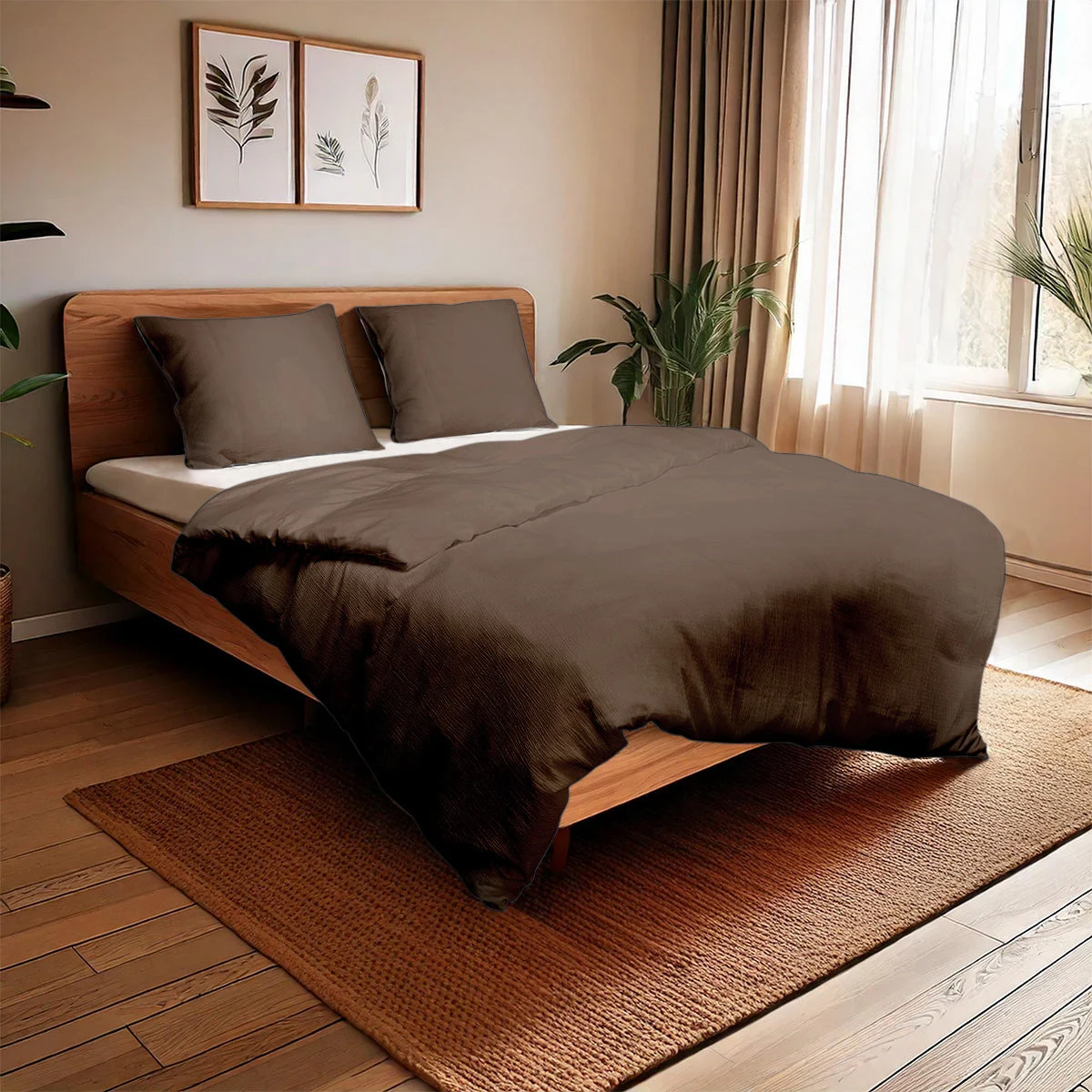 Dekbedovertrek taupe - bruin