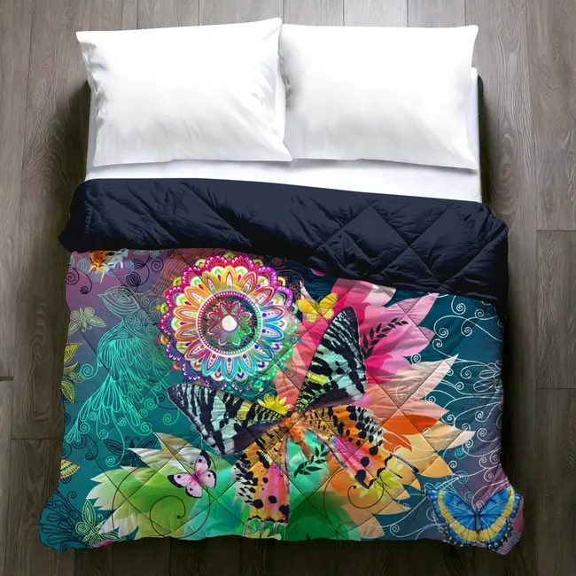 Dekbed zonder overtrek inclusief kussensloop Butterfly Kingdom - microvezel