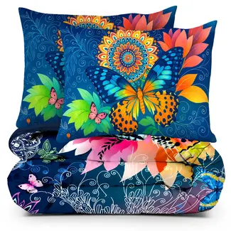.Decoware® Dekbed zonder overtrek inclusief kussensloop Butterfly Kingdom - microvezel