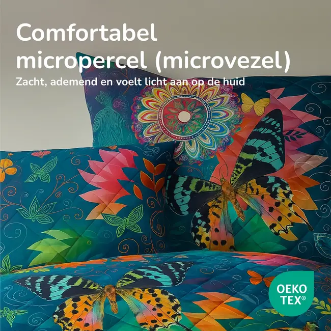 Dekbed zonder overtrek inclusief kussensloop Butterfly Kingdom - microvezel