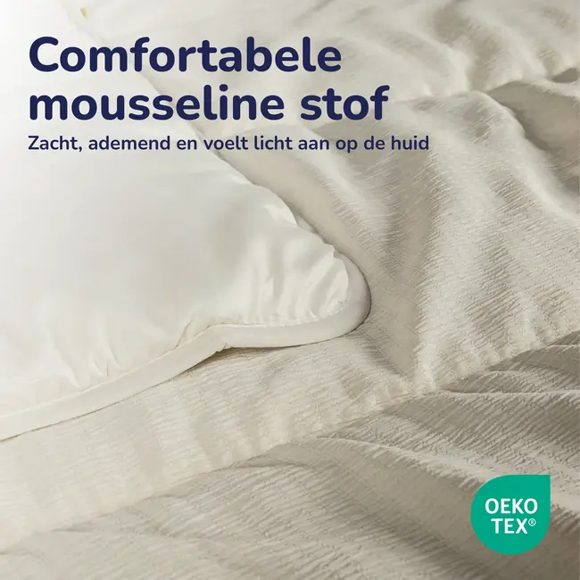 Easy dekbed zonder overtrek inclusief kussensloop - Mousseline - Zand