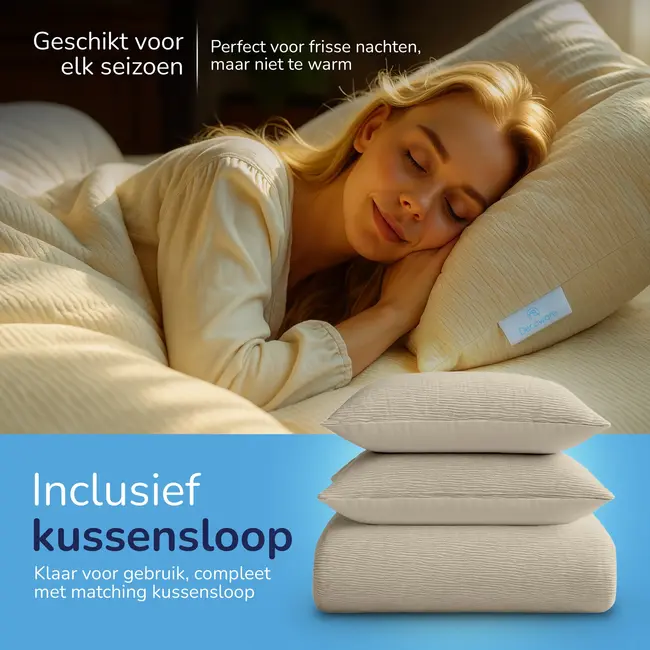 Easy dekbed zonder overtrek inclusief kussensloop - Mousseline - Zand