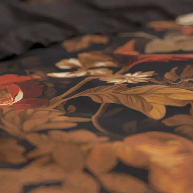 Katoen dekbedovertrek Art Flowers - Bruin bloemenmotief