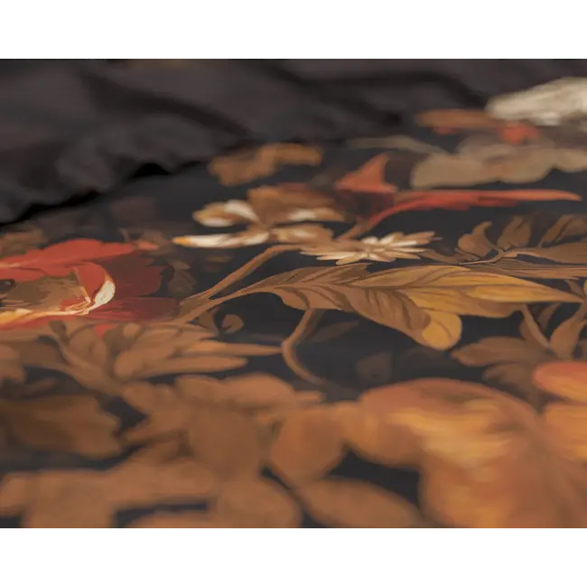 Katoen dekbedovertrek Art Flowers - Bruin bloemenmotief