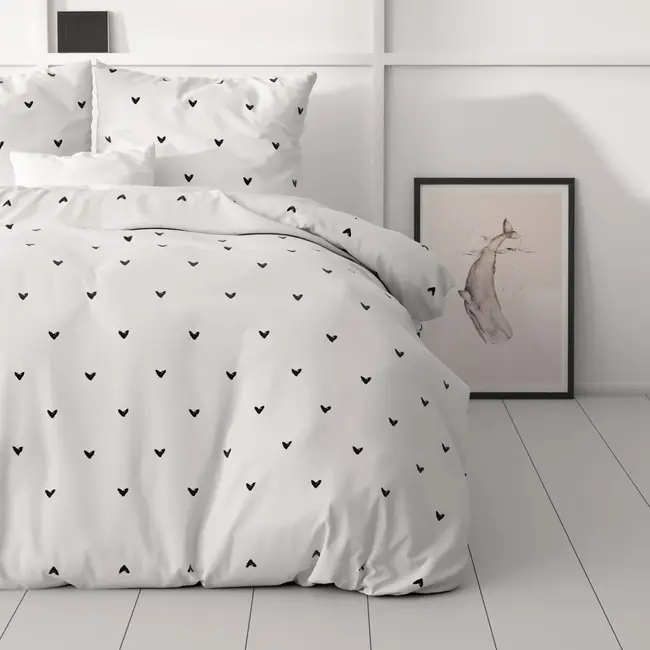 Microvezel dekbedovertrek Love On Love - wit