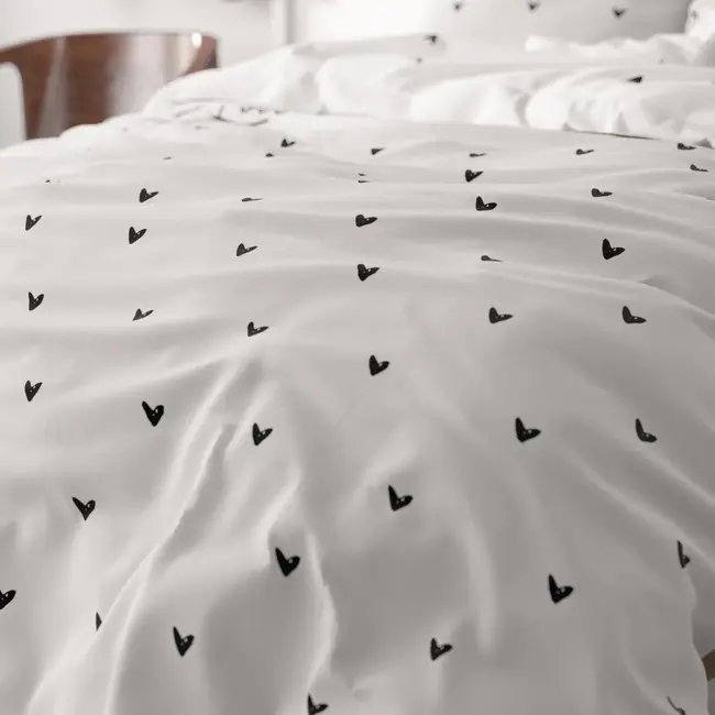 Microvezel dekbedovertrek Love On Love - wit