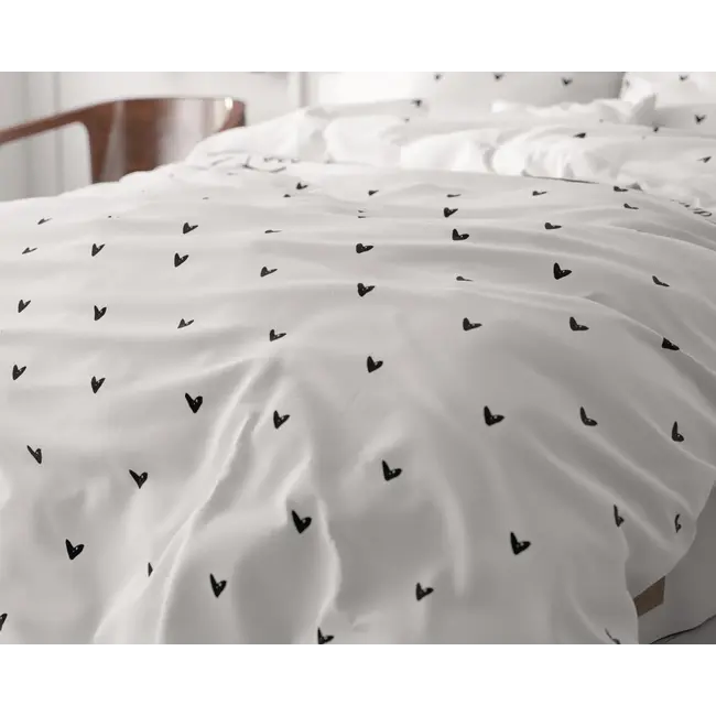 Microvezel dekbedovertrek Love On Love - wit