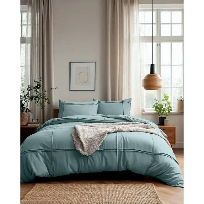 Microvezel dekbedovertrek Washed Tufted - groen