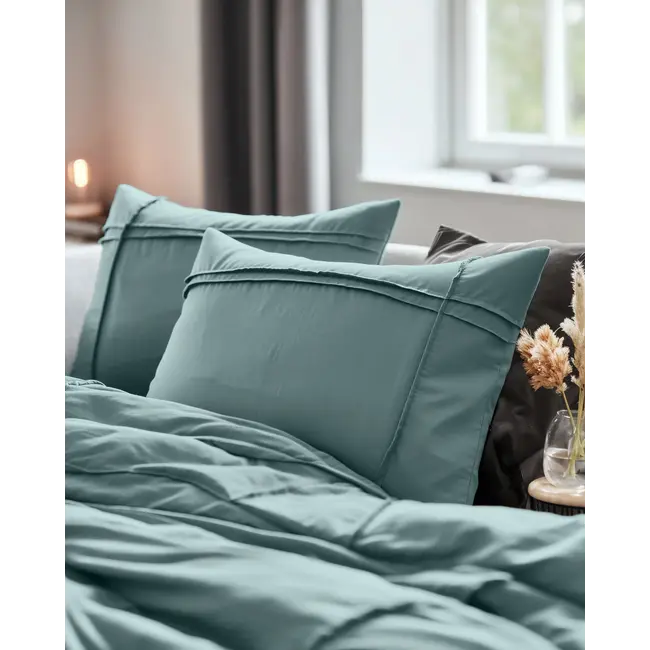 Microvezel dekbedovertrek Washed Tufted - groen