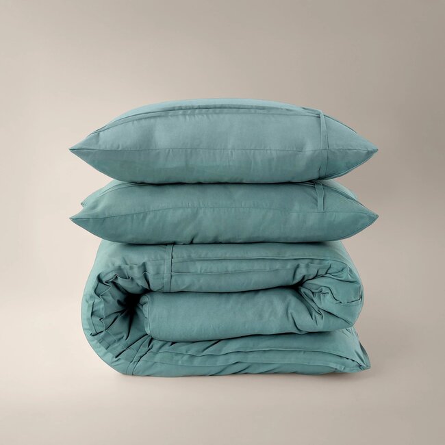 Microvezel dekbedovertrek Washed Tufted - groen