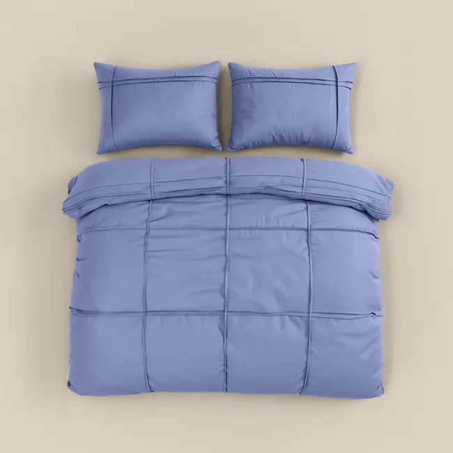 Microvezel dekbedovertrek Washed Tufted - blauw
