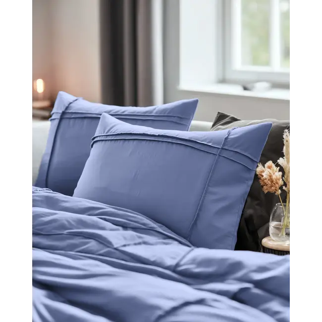 Microvezel dekbedovertrek Washed Tufted - blauw