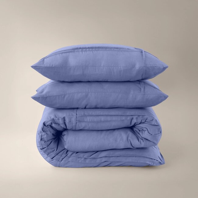 Microvezel dekbedovertrek Washed Tufted - blauw
