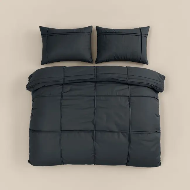 Microvezel dekbedovertrek Washed Tufted - antraciet