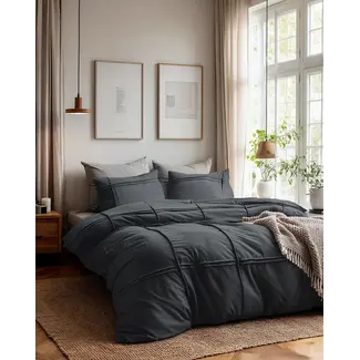 Sleeptime Microvezel dekbedovertrek Washed Tufted - antraciet