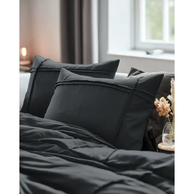 Microvezel dekbedovertrek Washed Tufted - antraciet