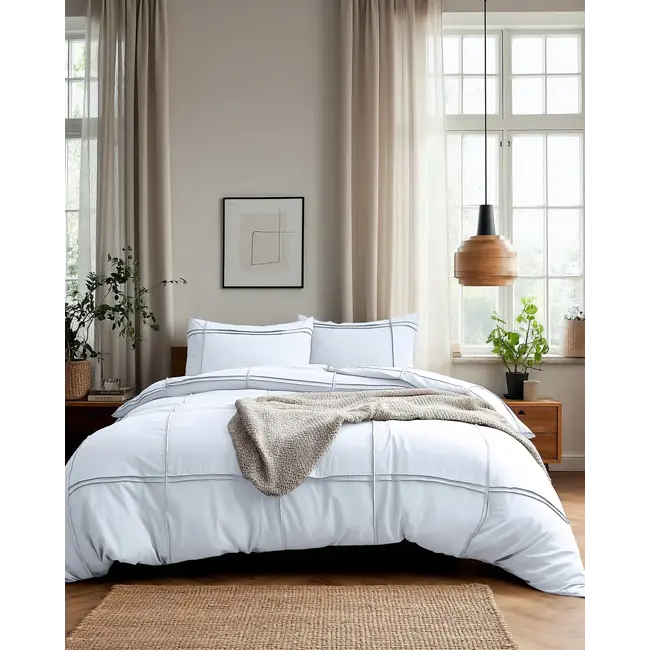 Microvezel dekbedovertrek Washed Tufted - wit