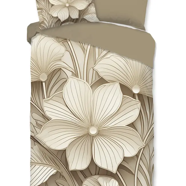 Katoen dekbedovertrek Artdeco - taupe