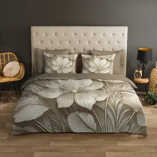 Good Morning Katoen dekbedovertrek Artdeco - taupe