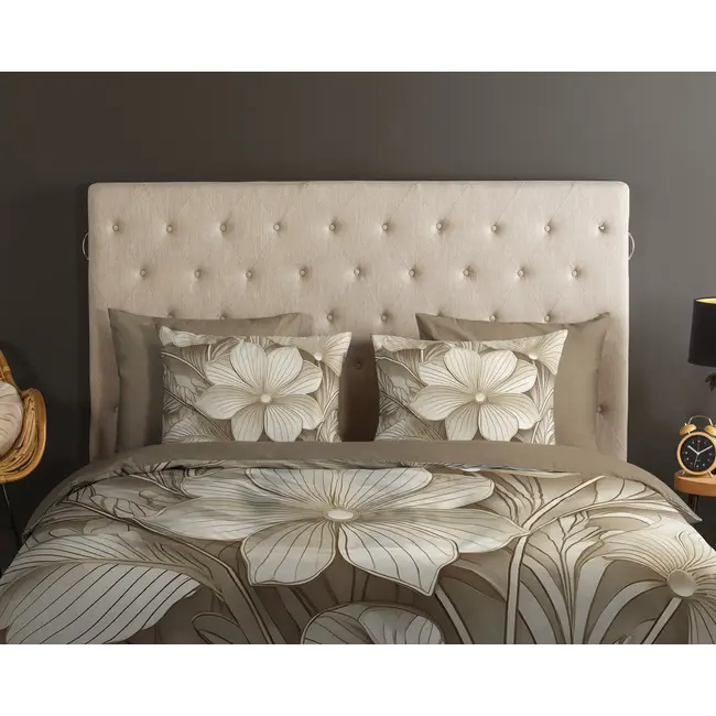 Katoen dekbedovertrek Artdeco - taupe