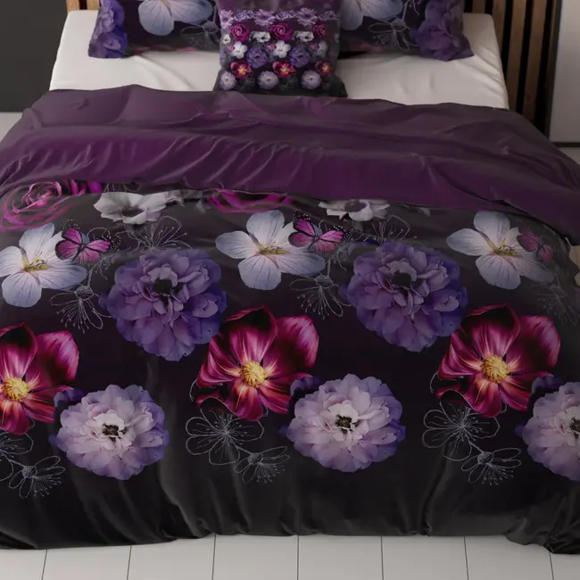 Microvezel  dekbedovertrek Magic Flower paars