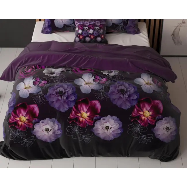 Microvezel  dekbedovertrek Magic Flower paars