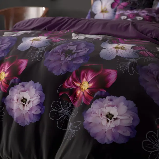 Microvezel  dekbedovertrek Magic Flower paars