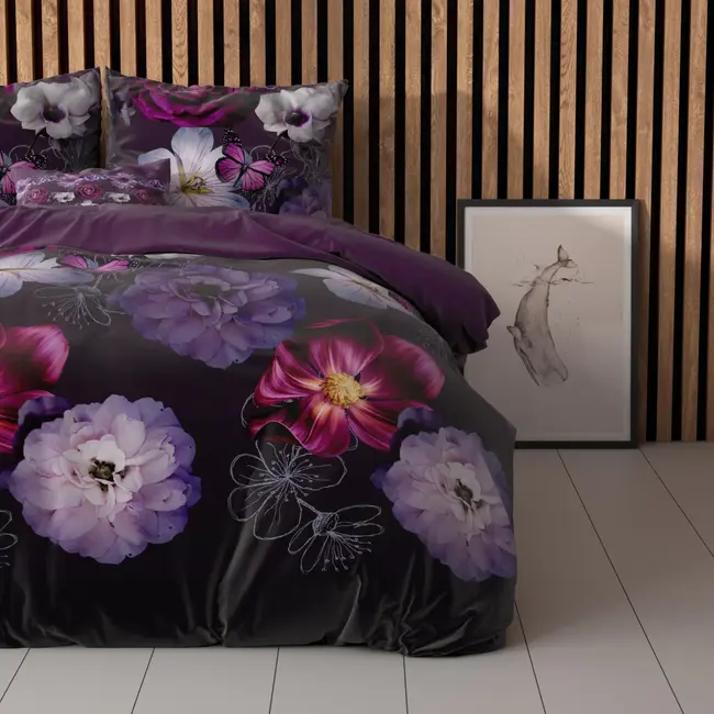 Microvezel  dekbedovertrek Magic Flower paars