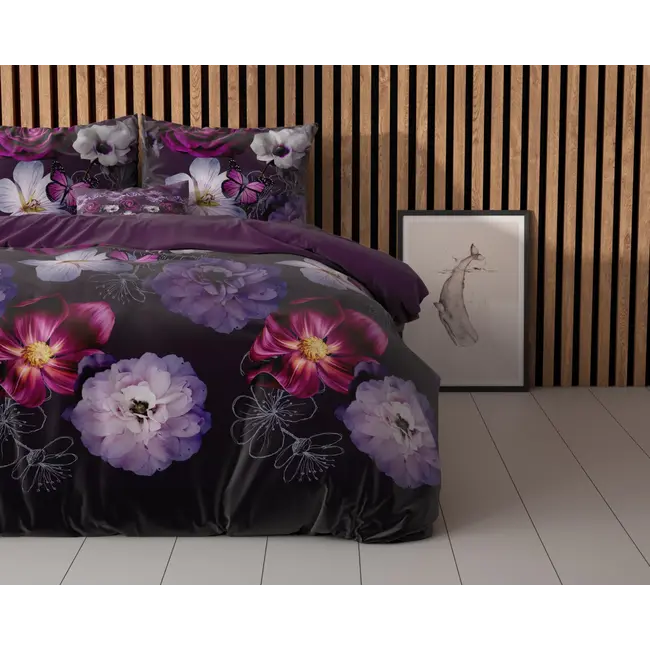 Microvezel  dekbedovertrek Magic Flower paars
