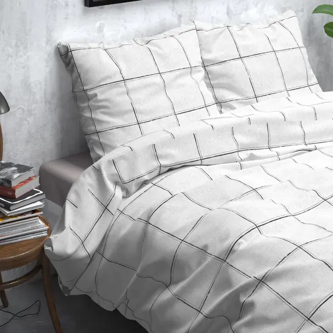 Flanellen dekbedovertrek Deep Check - Lits-Jumeaux (240x220 + 2st. 60x70 cm)