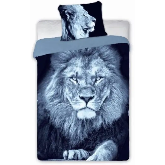 Dekbedovertrek Leeuw - katoen - eenpersoons (140x200 + 70x90 cm)
