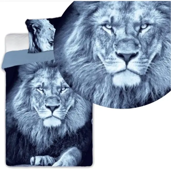Dekbedovertrek Leeuw - katoen - eenpersoons (140x200 + 70x90 cm)