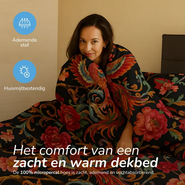 Dekbed zonder overtrek inclusief kussensloop - Phoenix Bloom - microvezel
