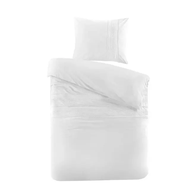 Katoen percal dekbedovertrek Madrid wit