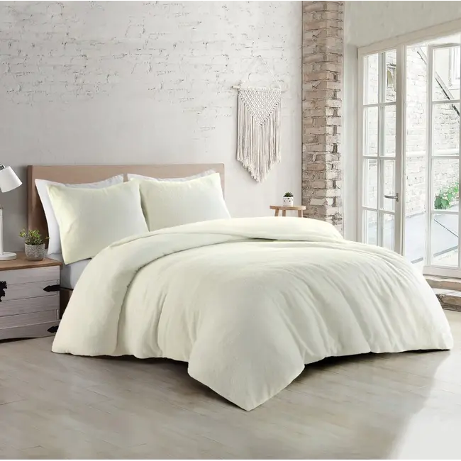 Teddy Fleece dekbedovertrek Billy - Offwhite/Ivoor