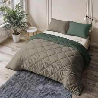 Sleeptime Lazy dekbed zonder overtrek inclusief kussensloop - Groen/Taupe