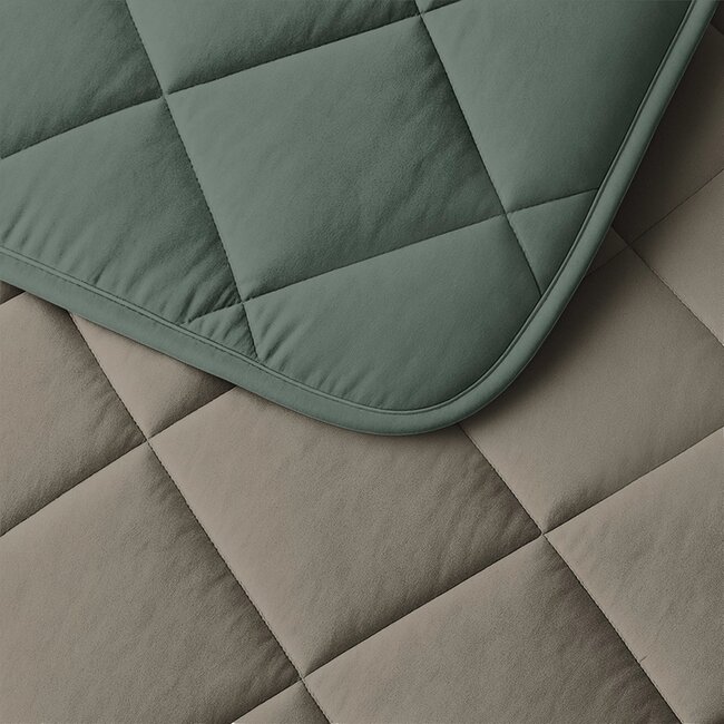 Lazy dekbed zonder overtrek inclusief kussensloop - Groen/Taupe