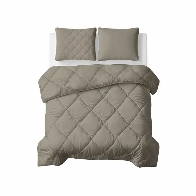 Lazy dekbed zonder overtrek inclusief kussensloop - Taupegrijs