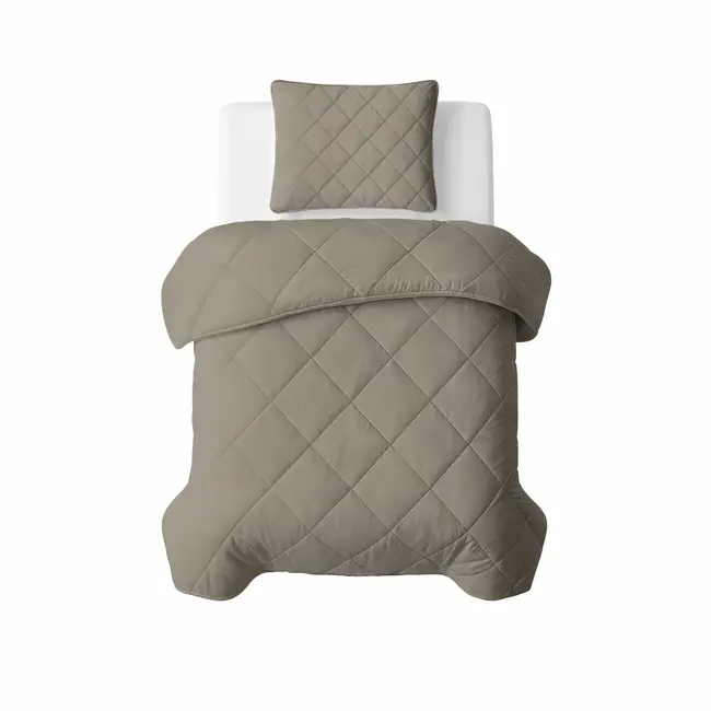 Lazy dekbed zonder overtrek inclusief kussensloop - Taupegrijs