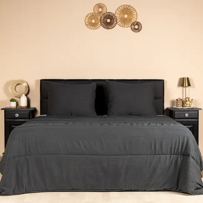 Easy dekbed zonder overtrek inclusief kussensloop - Mousseline - Antraciet