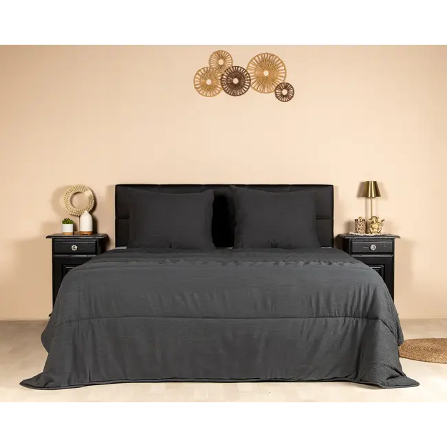 Easy dekbed zonder overtrek inclusief kussensloop - Mousseline - Antraciet
