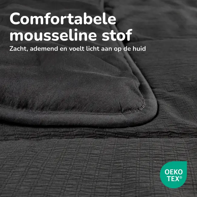 Easy dekbed zonder overtrek inclusief kussensloop - Mousseline - Antraciet