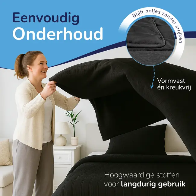 Easy dekbed zonder overtrek inclusief kussensloop - Mousseline - Antraciet