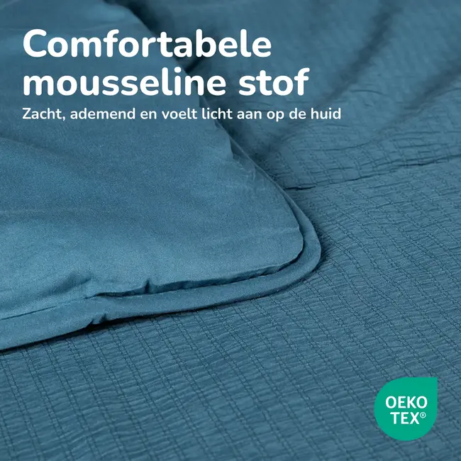 Easy dekbed zonder overtrek inclusief kussensloop - Mousseline - Petrol